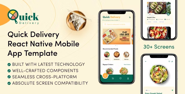 Quick Delivery - Food Delivery Mobile App React Native Template